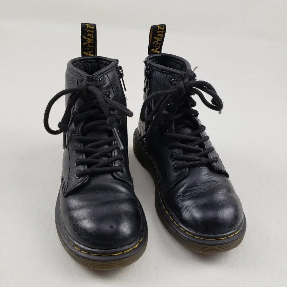Dr Martens 1460 Softy T Boot Kids 12 Black Leather Side Zip Combat Grunge Junior